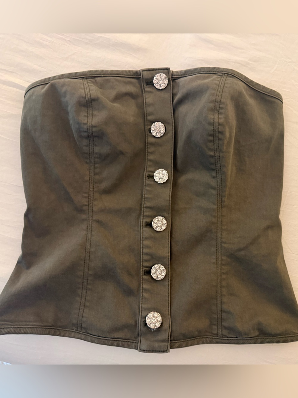 White House Black Market Strapless Military Button Corset Top | Size 2 NWT